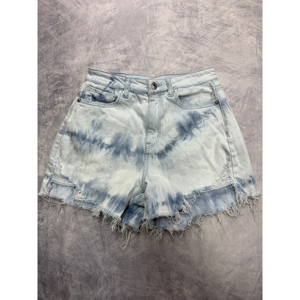 American Eagle Highest Rise Mom Shorts  Frayed Denim womens Sz 2‎ festival boho
